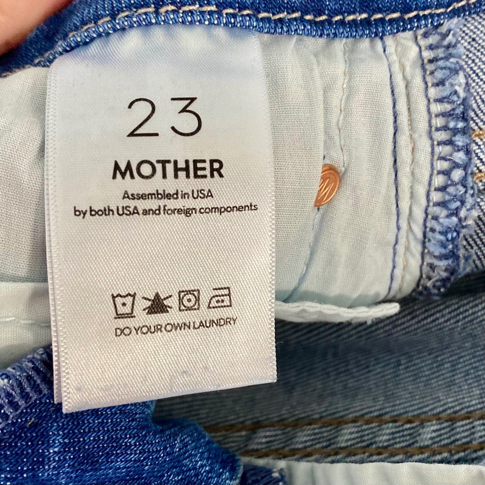 Mother Lil Roller Fray Work Hard Play Hard Light Wash Jeans Wide Leg Frayed 23 - Picture 12 of 16